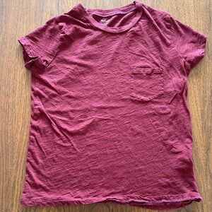 Madewell Maroon Crew Neck Pocket Tee